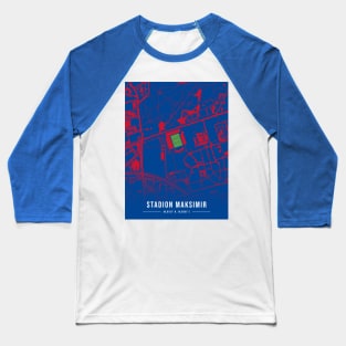 Maksimir Stadion Blue Map Design Baseball T-Shirt